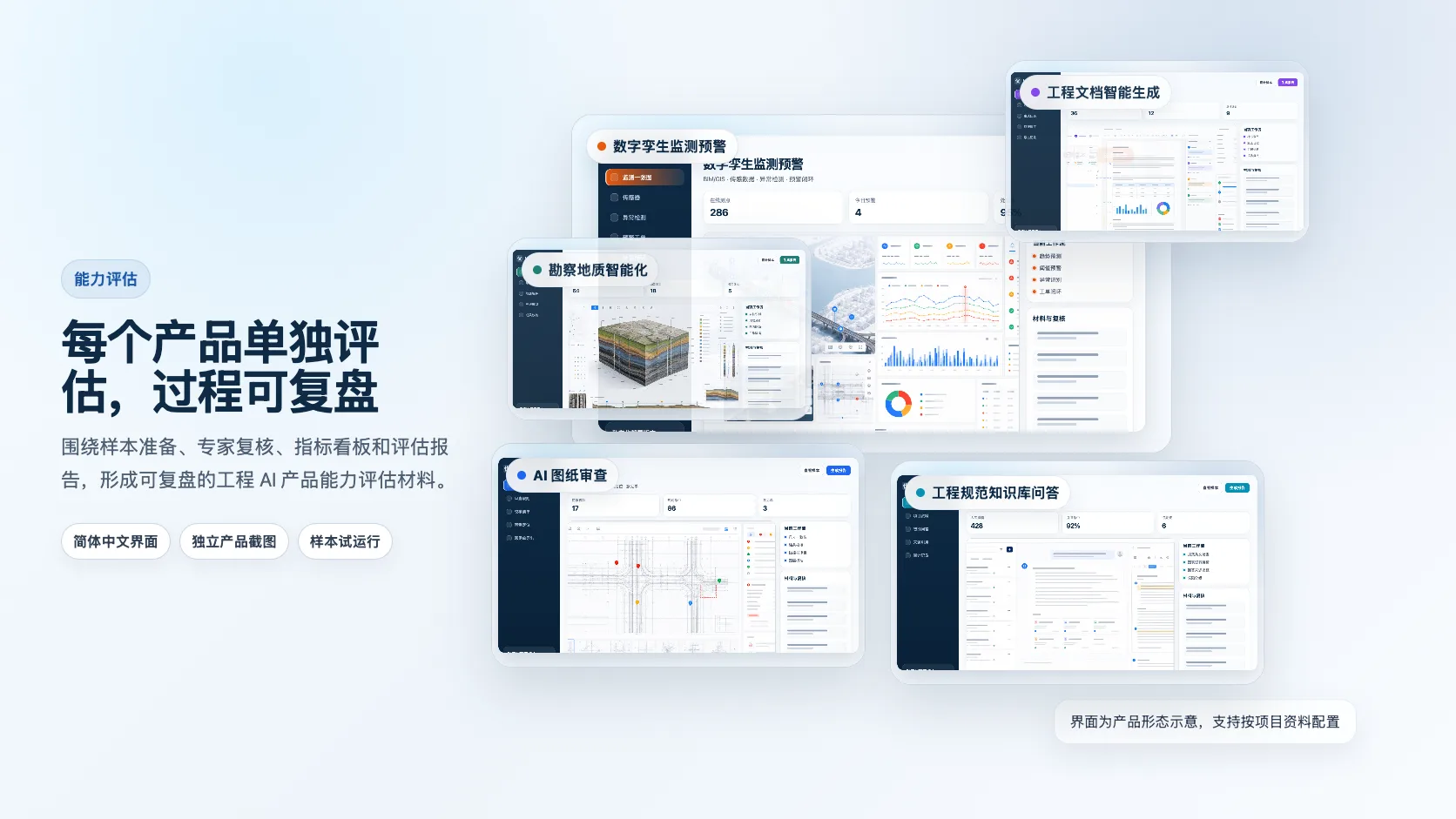 用标准化评估呈现产品能力 产品界面示意图