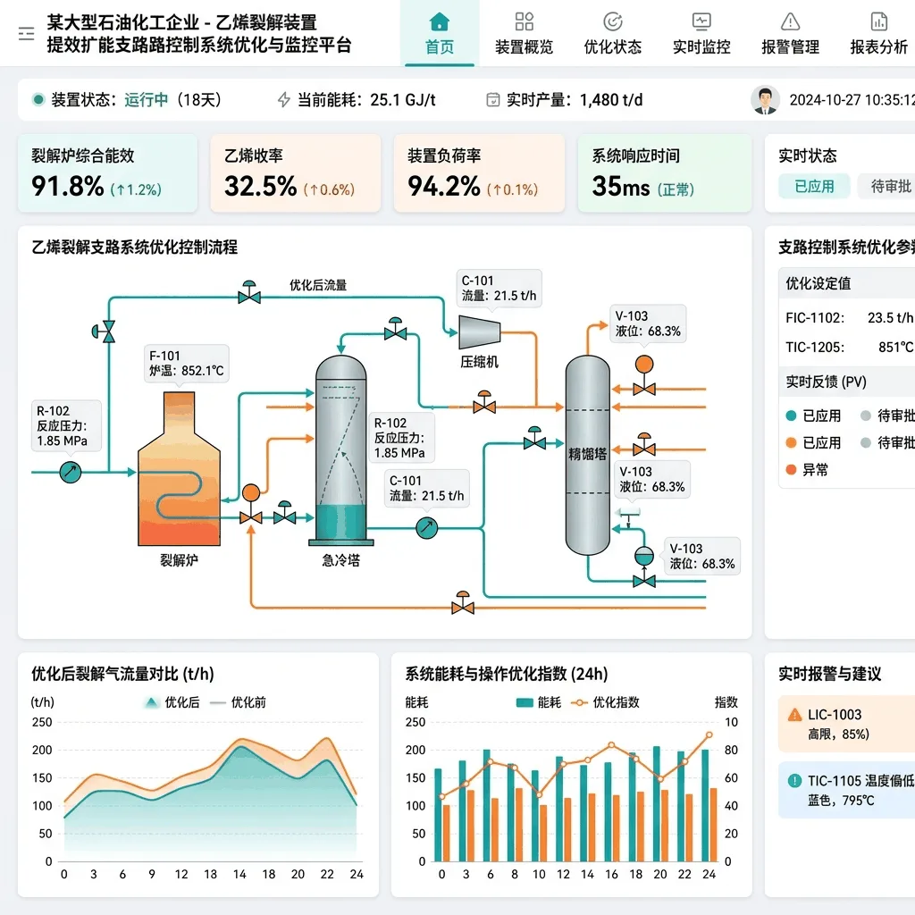 某大型石油化工企业乙烯裂解装置提效扩能支路控制系统优化与监控平台系统界面