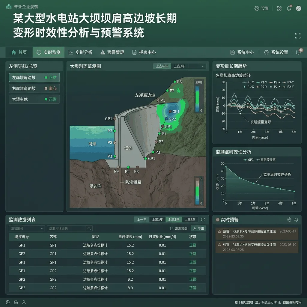 某大型水电站大坝坝肩高边坡长期变形时效性分析与预警系统系统界面