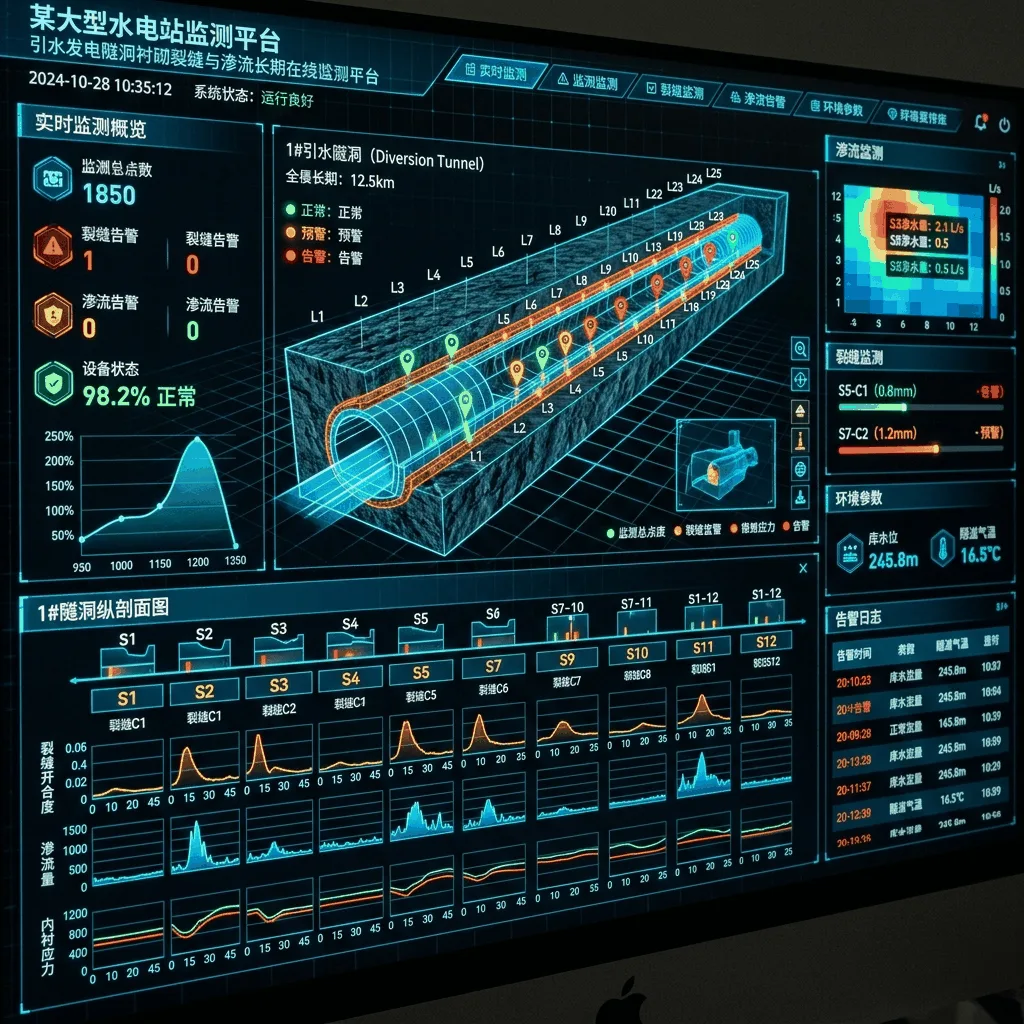 某大型水电站引水发电隧洞衬砌裂缝与渗流长期在线监测平台系统界面