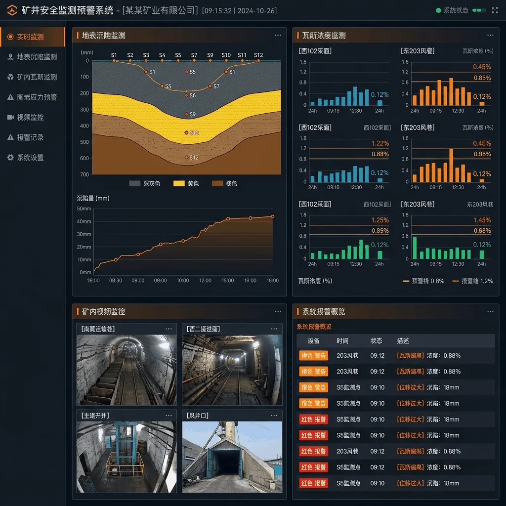某东北大型煤矿区粉煤灰与矸石堆场地下自燃监测及异常定位系统系统界面