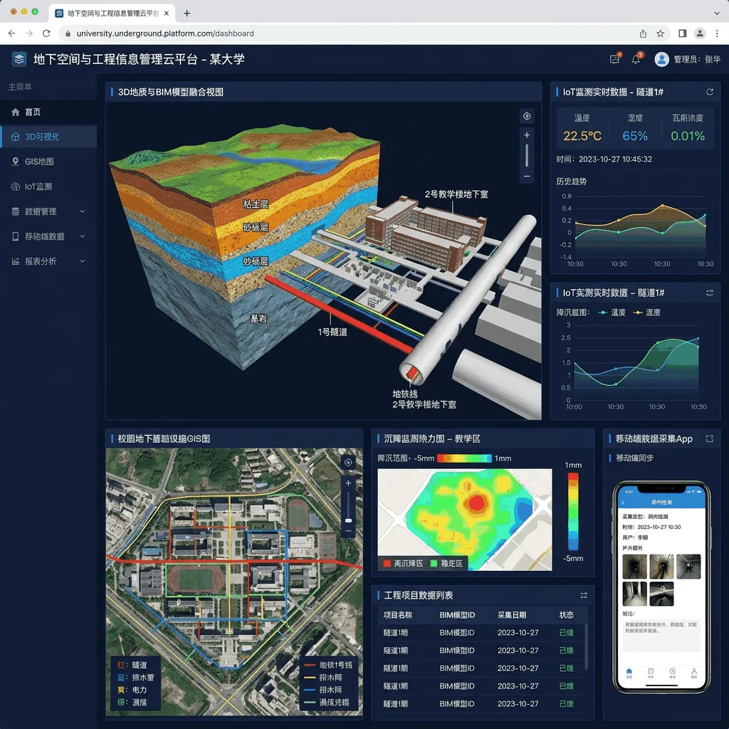 地下空间与工程信息管理云平台系统界面