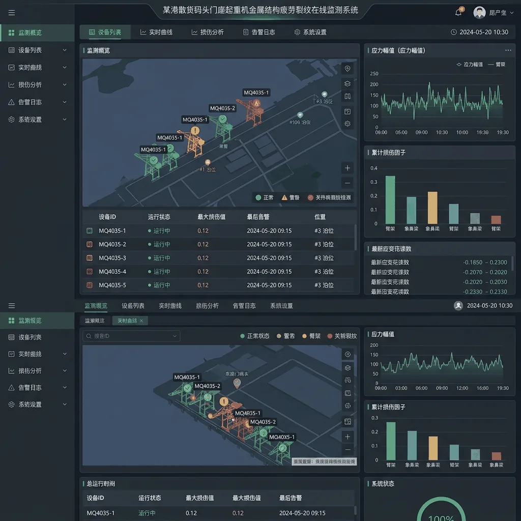 某港散货码头门座起重机金属结构疲劳裂纹在线监测系统