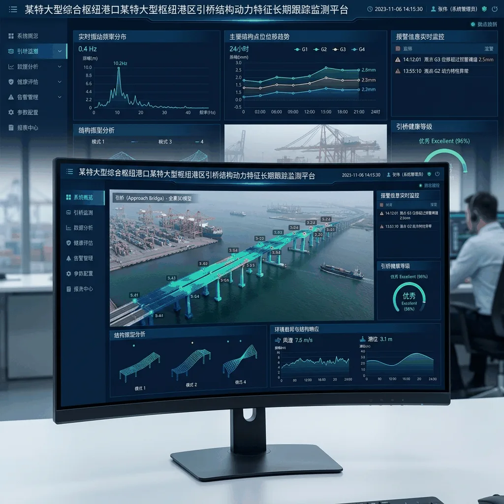 某特大型综合枢纽港口某特大型枢纽港区引桥结构动力特征长期跟踪监测平台