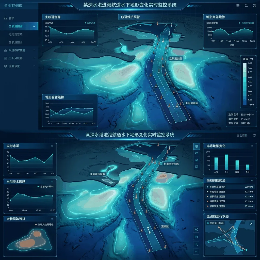 某深水港进港航道水下地形变化实时监控系统